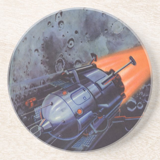 Vintage Science Fiction, Mondrakete abstrahlen Untersetzer (Vorne)