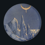 Vintage Science Fiction, Mondschneeplanet Magnet<br><div class="desc">Vintage Illustration futuristische Science Fiction Planeten und Weltraumbild. Ein 50er Retro-Sci-Fi-Comic Buch-Design mit einem fremden Planeten bedeckt mit Eis und Schnee in der Nacht mit einem Halbmond über den Bergen im Winter.</div>