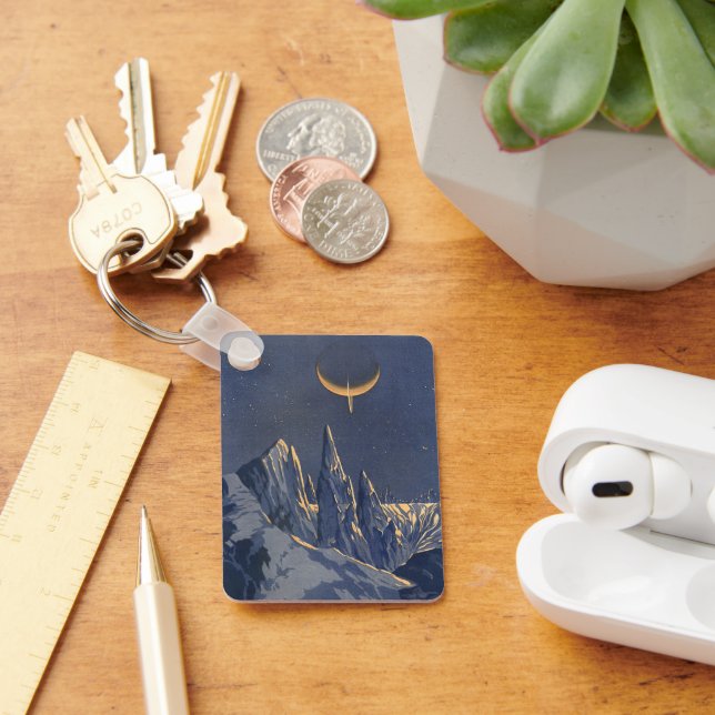 Vintage Science Fiction, Mondschneeplanet Schlüsselanhänger (Schreibtisch)