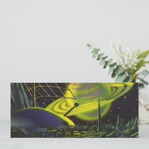 Vintage Science-Fiction Neon-Grüner Planet mit Rin