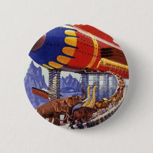 Vintage Science-Fiction, Noahs Arche wilde Tiere Button