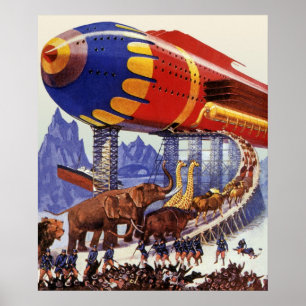 Vintage Science Fiction, Noahs Arche-wilde Tiere Poster