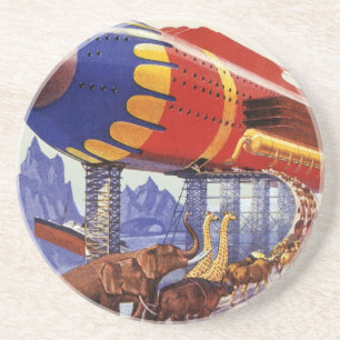 Vintage Science-Fiction, Noahs Arche Wildtiere Sandstein Untersetzer