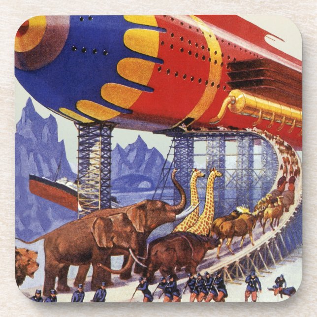 Vintage Science Fiction, Noah's Ark Wild Animals Getränkeuntersetzer (Vorderseite)