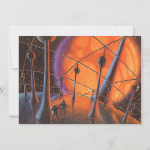 Vintage Science Fiction, Orangefarbene Sonne und A