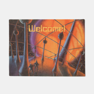 Vintage Science Fiction, Orangefarbene Sonne und A Fußmatte