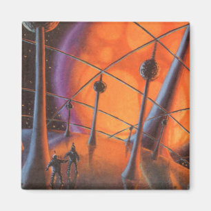 Vintage Science Fiction, Orangefarbene Sonne und A Magnet