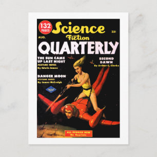 Vintage Science Fiction Quarterly Weltraumreise Postkarte