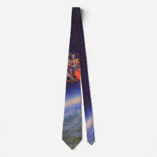 Vintage Science Fiction-Rakete auf der Erde Krawatte