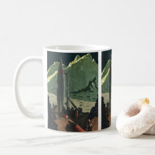 Vintage Science Fiction, Rakete auf fremdem Planet Kaffeetasse