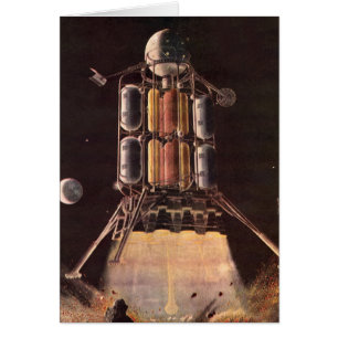 Vintage-Science-Fiction-Rakete startet vom Planete