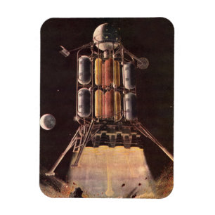 Vintage-Science-Fiction-Rakete startet vom Planete Magnet