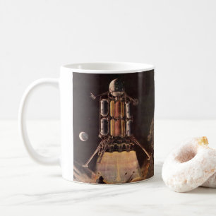Vintage Science-Fiction-Rakete startet vom Planete Tasse