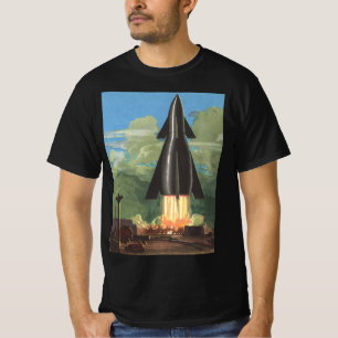Vintage Science-Fiction, Rakete startet von der Er T-Shirt