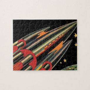 Vintage-Science-Fiction-Rakete von Space Stars Puzzle