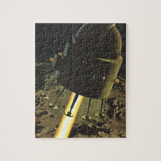 Vintage Science Fiction, Raketenlandung auf dem Mo Puzzle (Vertikal)