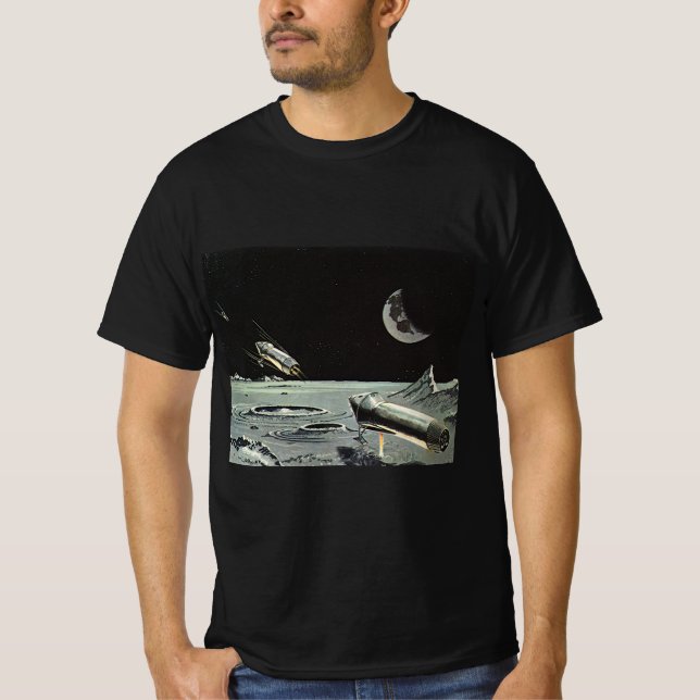 Vintage Science Fiction, Raketenschiff T-Shirt (Vorderseite)