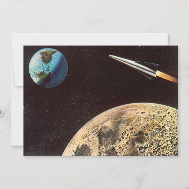 Vintage Science Fiction, Raketenschiff über den Mo (Vorderseite)