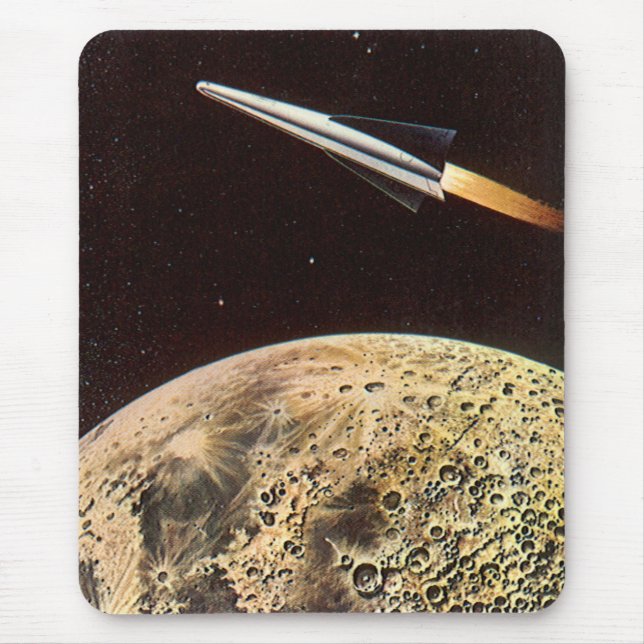 Vintage Science Fiction, Raketenschiff über den Mo Mousepad (Vorne)
