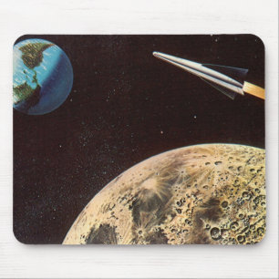 Vintage Science Fiction, Raketenschiff über den Mo Mousepad