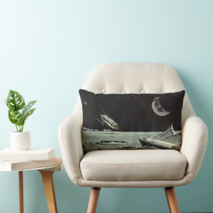 Vintage Science-Fiction, Raketenschiffe Mond Plane Lendenkissen