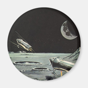Vintage Science-Fiction, Raketenschiffe Mond Plane Magnet