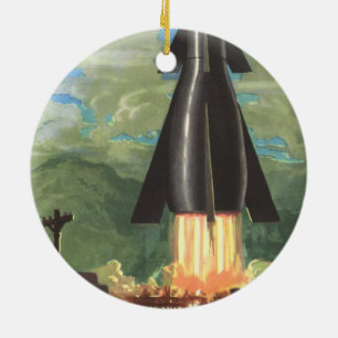 Vintage Science Fiction, Raketenstrahlen von der E Keramik Ornament