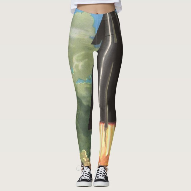 Vintage Science Fiction, Raketenstrahlen von der E Leggings (Vorderseite)