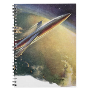 Vintage Science-Fiction-Raumschiff Flugzeug Erde Notizblock