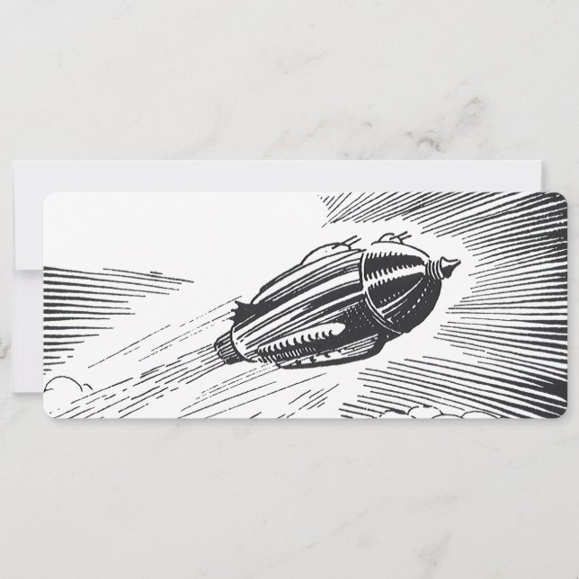 Vintage Science Fiction Raumschiff-Rakete in Wolke (Vorderseite)