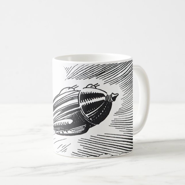 Vintage Science Fiction Raumschiff-Rakete in Wolke Tasse (VorderseiteRechts)
