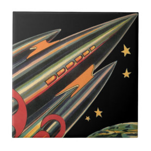 Vintage-Science-Fiction-Raumschiff von Space Stars Fliese