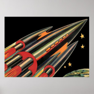 Vintage-Science-Fiction-Raumschiff von Space Stars Poster