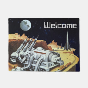 Vintage Science Fiction, Raumstation auf dem Mond Fußmatte