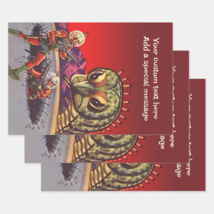 Vintage-Science-Fiction-Riesen-Hundertfüßer-Insekt Geschenkpapier Set