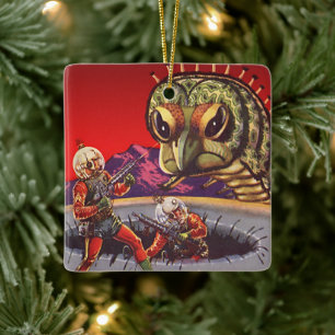 Vintage Science-Fiction-Riesen-Hundertfüßer-Insekt Keramikornament