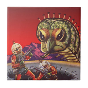 Vintage Science Fiction Rieseninsektenkrieg Fliese