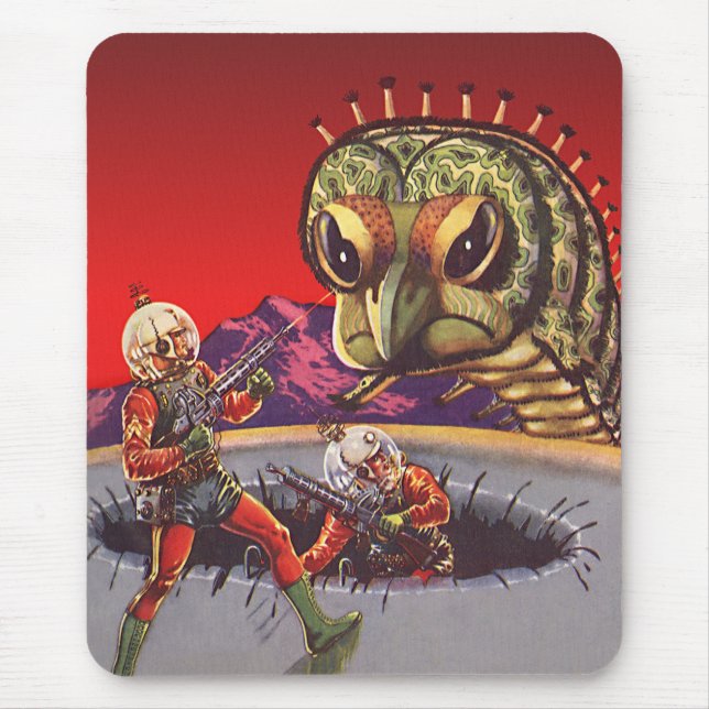 Vintage Science Fiction Rieseninsektenkrieg Mousepad (Vorne)