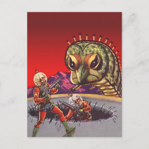 Vintage Science Fiction Rieseninsektenkrieg Postkarte