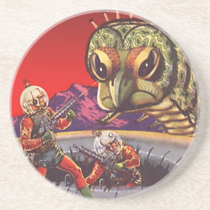 Vintage Science Fiction Rieseninsektenkrieg Sandstein Untersetzer