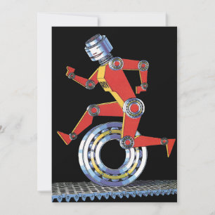 Vintage Science-Fiction-Roboter läuft mit Rad