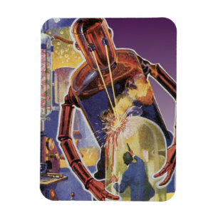 Vintage Science-Fiction-Roboter mit Laserstrahl-Au Magnet