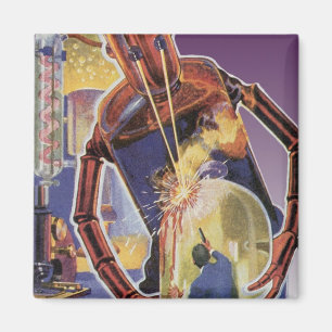 Vintage Science-Fiction-Roboter mit Laserstrahl-Au Magnet