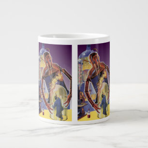 Vintage Science-Fiction-Roboter mit Laserstrahlaug Jumbo-Tasse