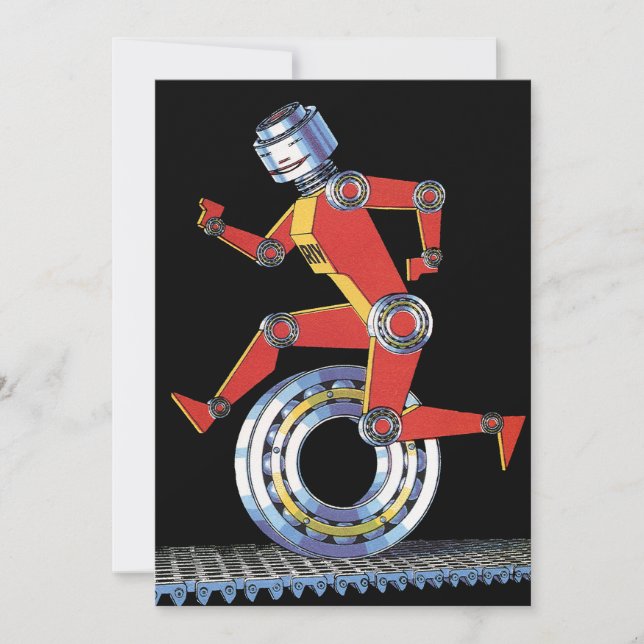 Vintage Science Fiction Roboter mit Rad (Vorderseite)