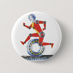 Vintage Science Fiction Roboter mit Rad Button