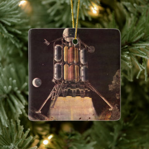 Vintage Science Fiction Rocket Blade Off Planet Keramikornament