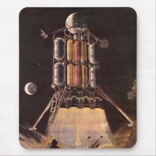 Vintage Science Fiction Rocket Blade Off Planet Mousepad