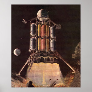 Vintage Science Fiction Rocket Blade Off Planet Poster