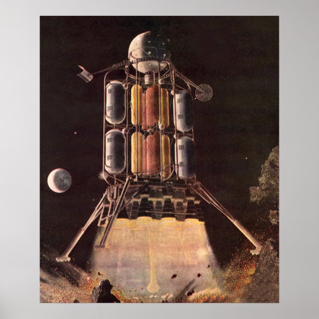 Vintage Science Fiction Rocket Blade Off Planet Poster (Vorne)